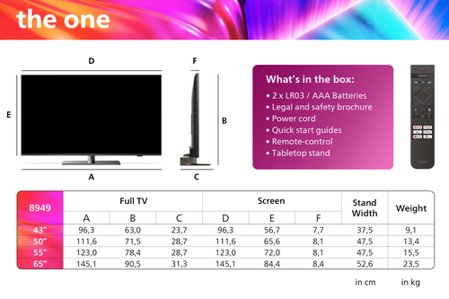 Philips 65PUS8949/12 Fernseher 165,1 cm (65") 4K Ultra HD Smart-TV WLAN Anthrazit, Grau Philips 65PUS8949/12 Fernseher 165,1 cm (65") 4K Ultra HD Smart-TV WLAN Anthrazit, Grau
