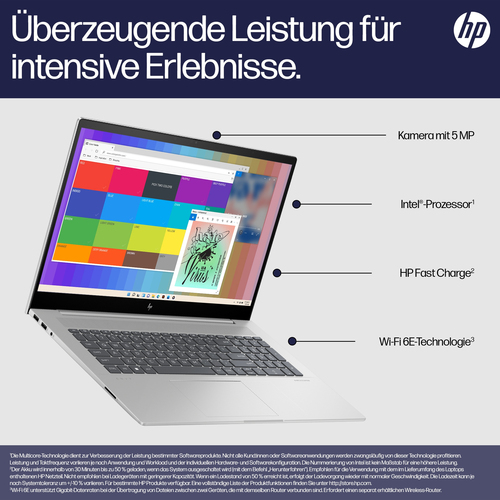 HP ENVY 17-cw0606ng Intel® Core™ i7 i7-13700H Laptop 43,9 cm (17.3") Full HD 16 GB DDR4-SDRAM 1 TB SSD Wi-Fi 6E (802.11ax) Windows 11 Home Silber