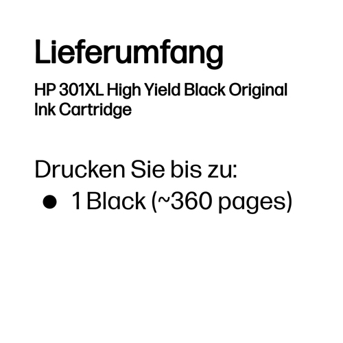 HP 301XL Schwarz Original Druckerpatrone mit hoher Reichweite