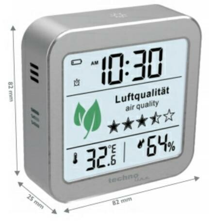  technoline WL 1020 Wecker , Luftgüte-Monitor, Innentemperaturanzeige, Innenluftfeuchtigkeitsanzeige, Schlummerfunktion