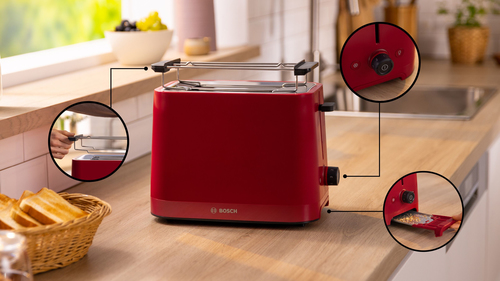 Bosch TAT3M124 Toaster 2 Scheibe(n) 950 W Rot Bosch TAT3M124 Toaster 2 Scheibe(n) 950 W Rot