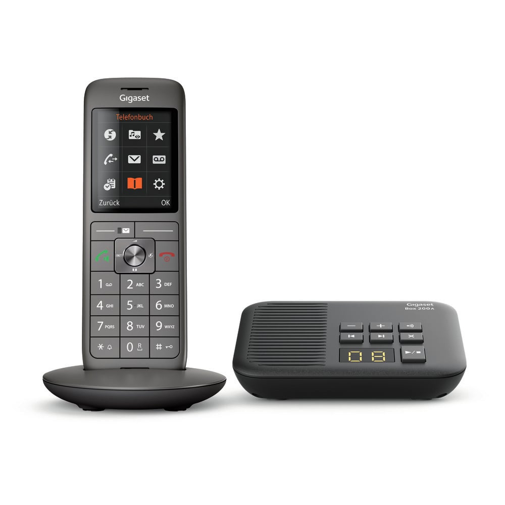  GIGASET CL660A mit Box 200 anthrazit Schnurloses-Telefon (mit Anrufbeantworter, Freisprechen, bis zu 400 Telefonbucheinträge, Babyphone-Funktion)