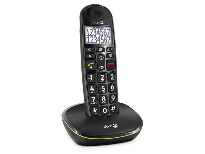  DORO Phone Easy 110 schwarz Schnurloses Telefon (Hörgerätekompatibel,Freisprechfunktion,Optische Anrufsignalisierung)