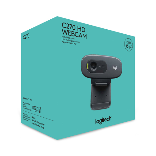 Logitech C270 HD Webcam 3 MP 1280 x 720 Pixel USB 2.0 Schwarz Logitech C270 HD Webcam 3 MP 1280 x 720 Pixel USB 2.0 Schwarz