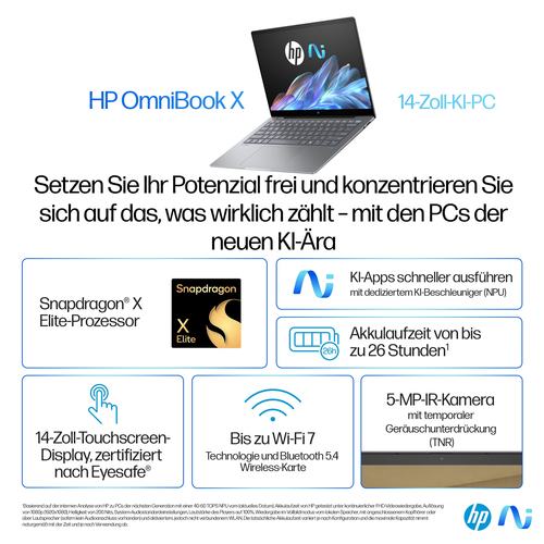 HP OmniBook X 14-fe0660ng 14 Zoll Touchscreen Snapdragon Elite X 16GB RAM 1TB SSD Windows 11 HP OmniBook X 14-fe0660ng 14 Zoll Touchscreen Snapdragon Elite X 16GB RAM 1TB SSD Windows 11