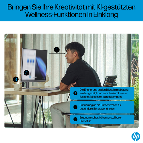 HP OmniStudio X 32-c0670ng Intel Core Ultra 7 155H 80 cm (31.5") 3840 x 2160 Pixel All-in-One-PC 32 GB DDR5-SDRAM 1 TB SSD Windows 11 Home Wi-Fi 7 (802.11be) AI PC Silber