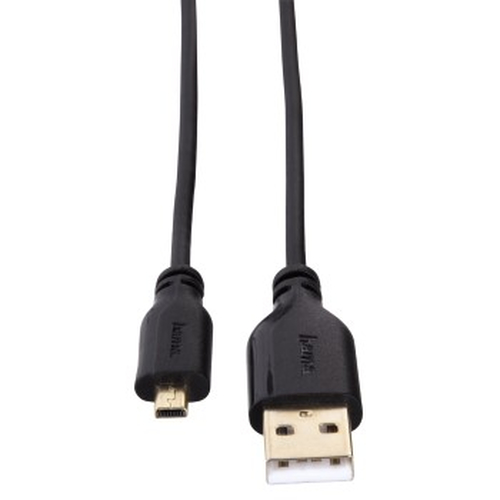 Hama 0.75m, USB2.0 Mini-B/USB2.0-A USB Kabel 0,75 m USB A Mini-USB B 0,48 Gbit/s Schwarz