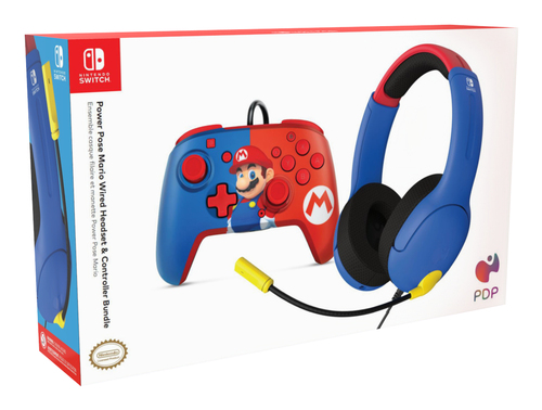 PDP Mario Dash Blau, Rot USB Gamepad + Headset Analog / Digital Nintendo Switch, Nintendo Switch OLED
