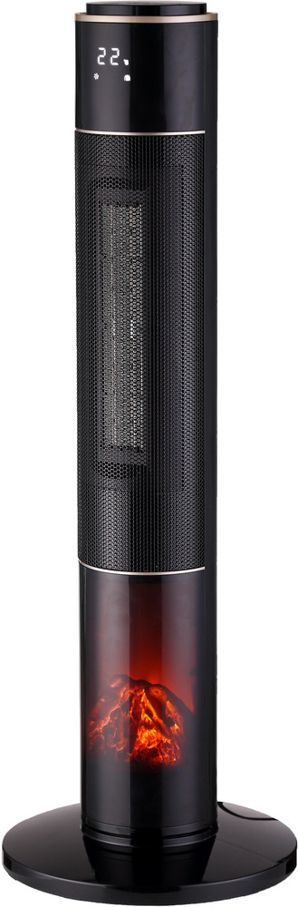  SHX Keramik-Heizlüfter SHX21PTC2000KE , 2.000 Watt, 3 Leistungsstufen, für Räume bis zu 20 m², Kaminfeuereffekt, Keramik Heizelement, Oszillation, LED-Display, Fernbedienung, Timer, Farbe schwarz