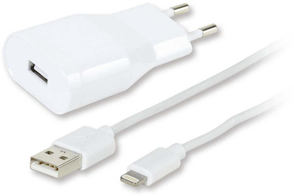  VIVANCO USB Ladeset zum Laden von Apple-Geräten mit Lightning Anschluss (1,2 m, weiß)