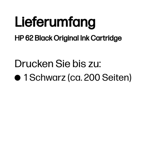 HP 62 Schwarz Original Druckerpatrone