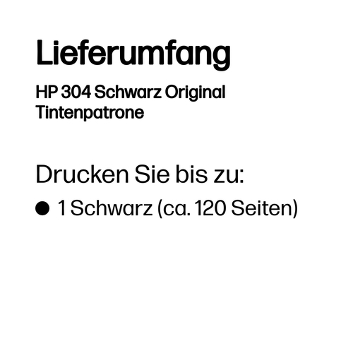 HP 304 Schwarz Original Tintenpatrone HP 304 Schwarz Original Tintenpatrone