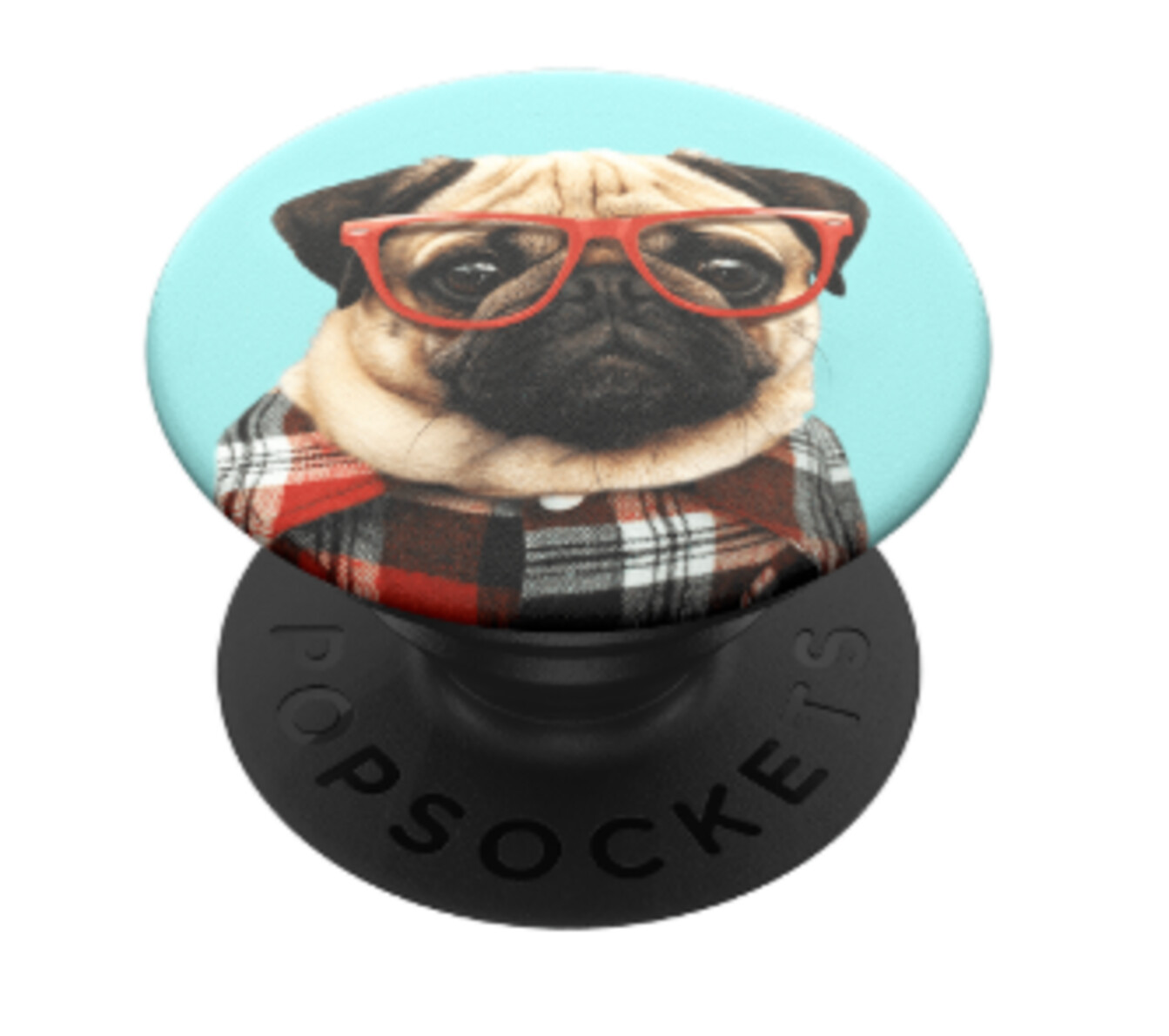  POPSOCKETS PopGrip White Heart Black (Mops mit Plaid und Sonnenbrille (austauschbares Design))