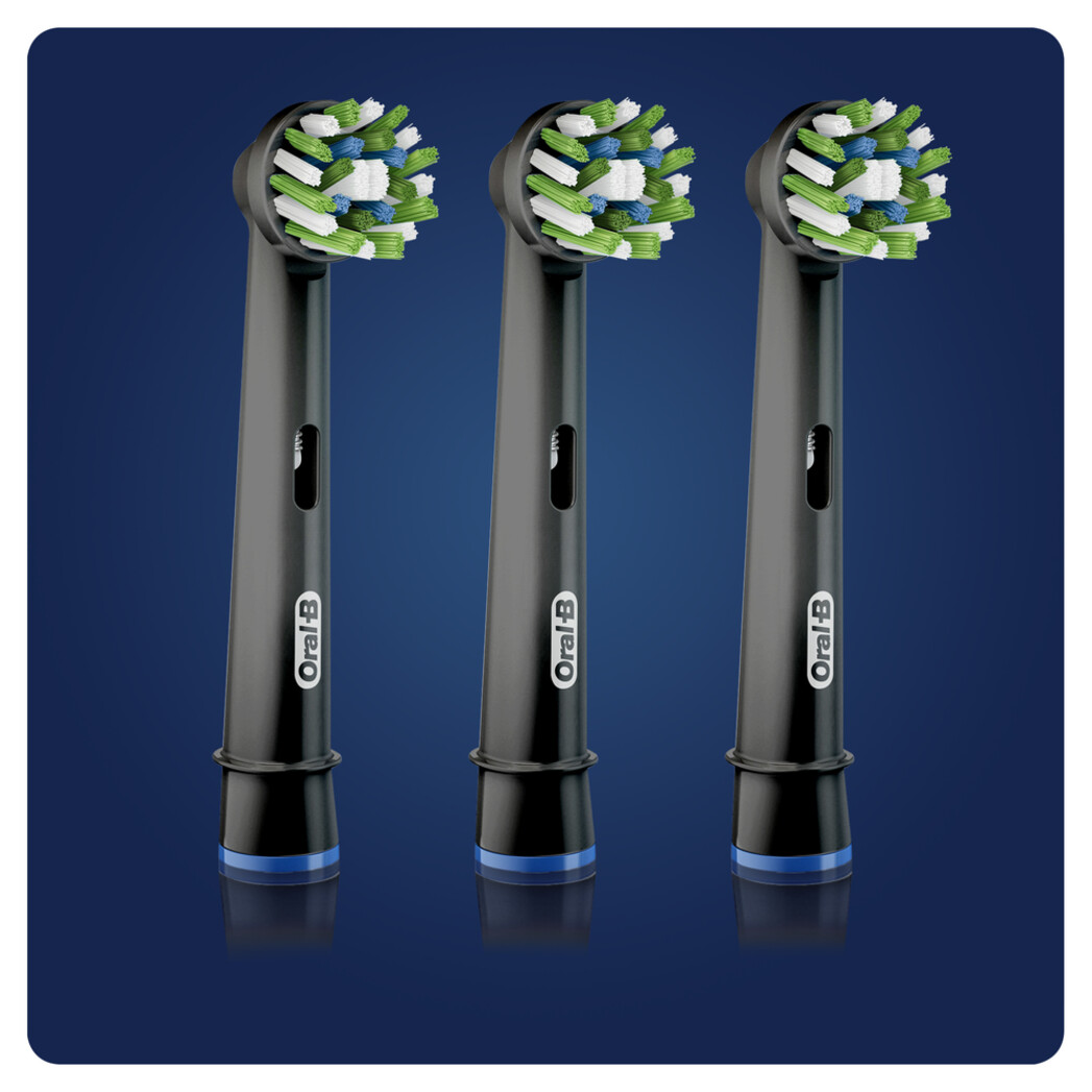  Oral-B Cross Action CleanMaximiser schwaz, 3 Stück Aufsteckbürsten (CleanMaximizer-Technologie)
