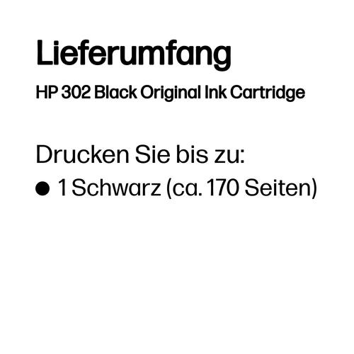 HP Original 302 Schwarz Druckerpatrone