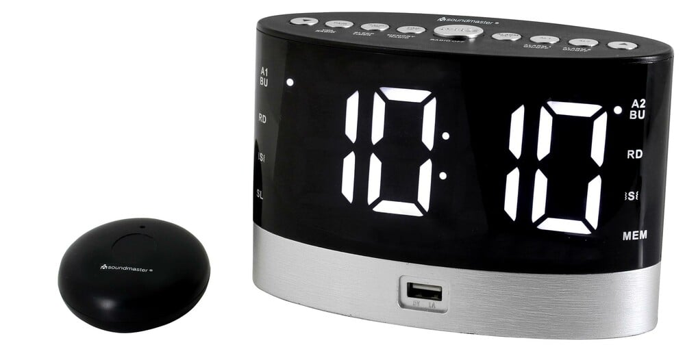  SOUNDMASTER UR580 schwarz Radiowecker (Sleep Timer, Snoozer, Vibrationskissen, USB)