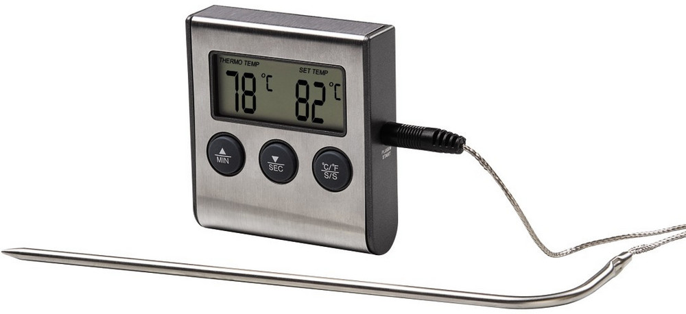  XAVAX Digitales Bratenthermometer mit Timer, Kabelsensor