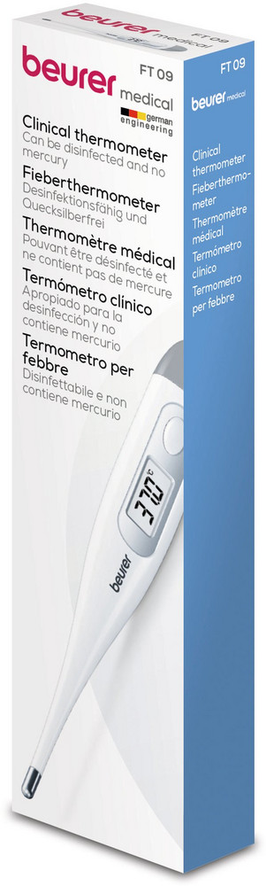  BEURER FT 09/1 Fieberthermometer (Digitales Thermometer, Display, 3-stellige Anzeige, Signalton bei Messende, Abschaltautomatik, inkl. Batterie)