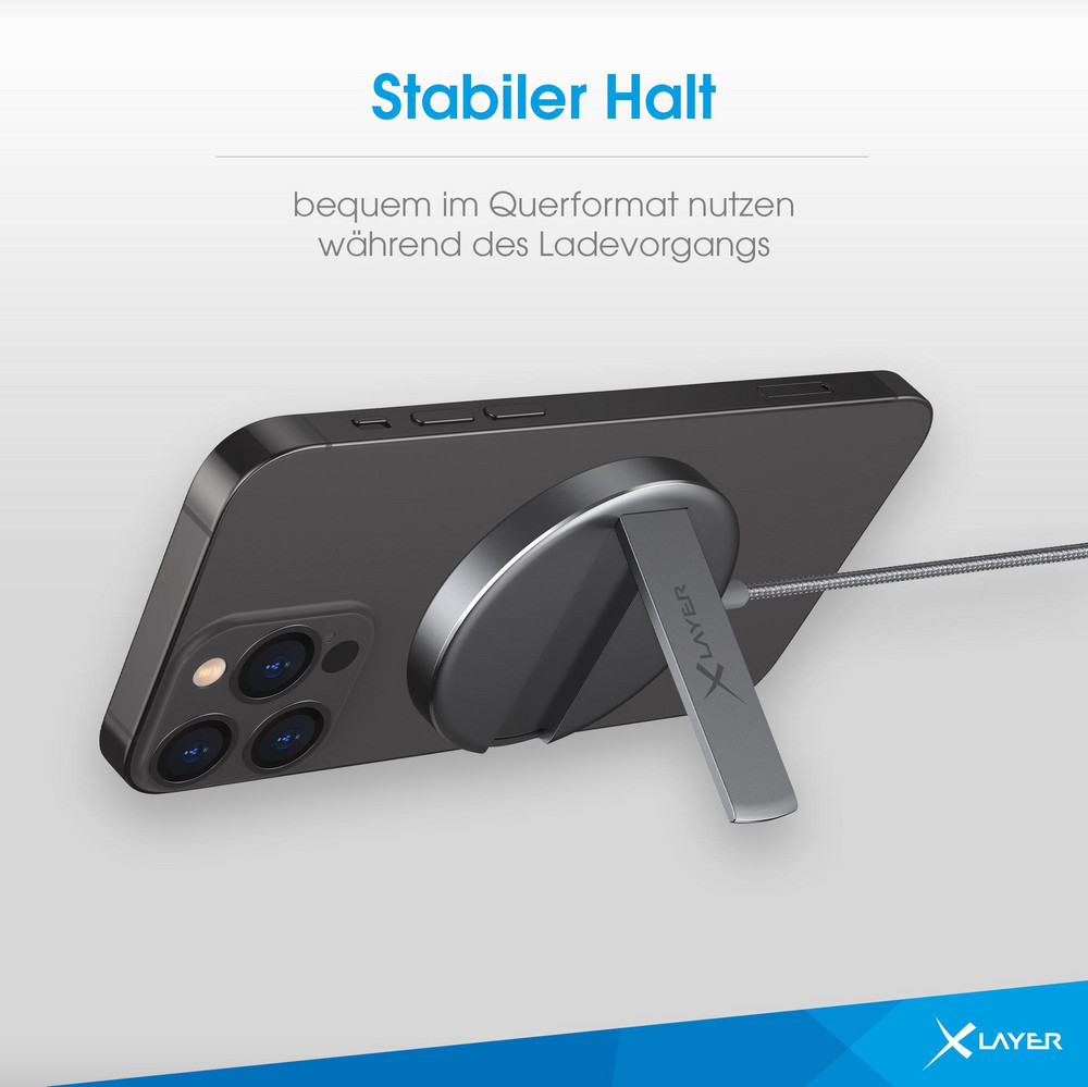  XLayer MagFix Pro Wireless Charging Stand magnetisch 15W Space Grey Kabelloses Ladegerät