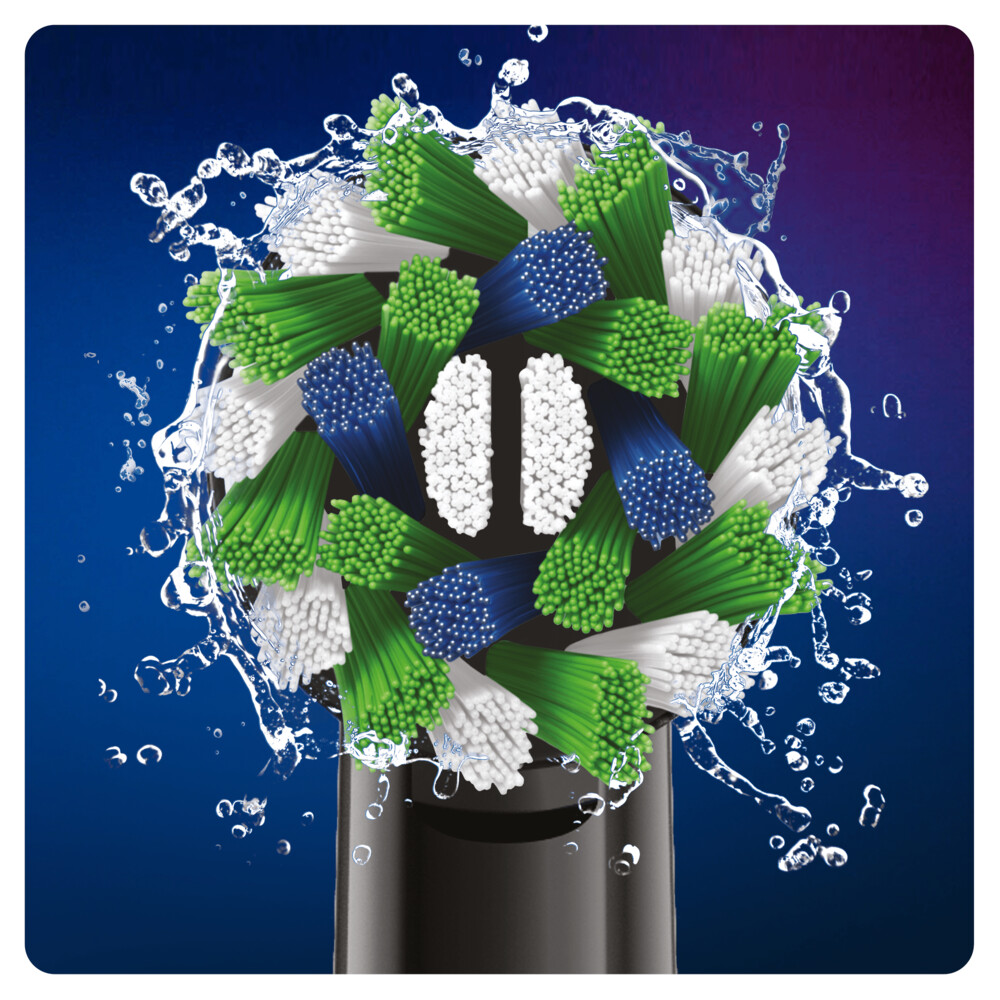  Oral-B Cross Action CleanMaximiser schwaz, 3 Stück Aufsteckbürsten (CleanMaximizer-Technologie)