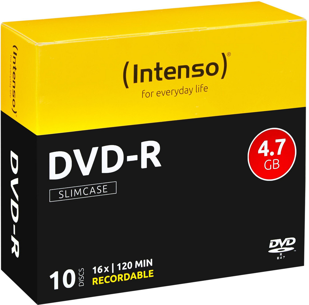  INTENSO DVD-R 4.7 GB, 16x, 10er Pack Slimcase DVD-Rohlinge (DVD-R, 4.7 GB, 16x, 10er)