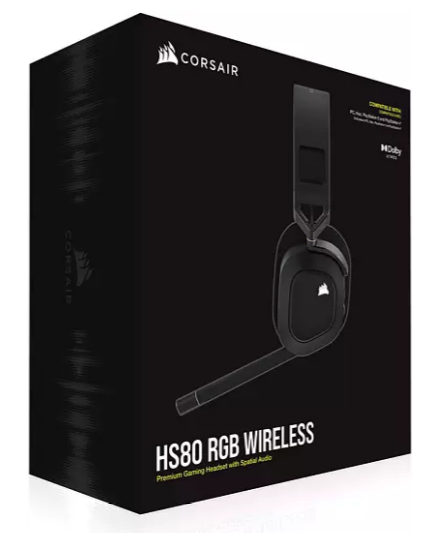 Corsair HS80 RGB Gaming-Headset (Wireless, Over-ear, 50-mm-Treiber, kompatibel mit PS4, PS5, PC)