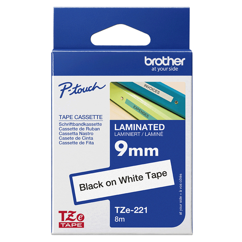 Brother TZE-221 Etiketten erstellendes Band Schwarz auf weiss