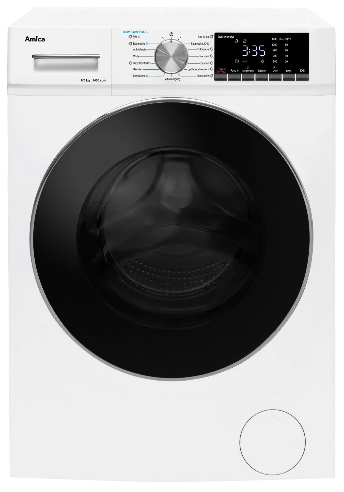 AMICA WAT 404 050 Waschtrockner (Frontlader, freistehend, E, 8 kg + 5 kg, 1.400 U/Min)