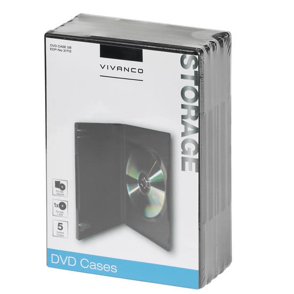  VIVANCO 31712 DVD Hülle, 5er Pack schwarz