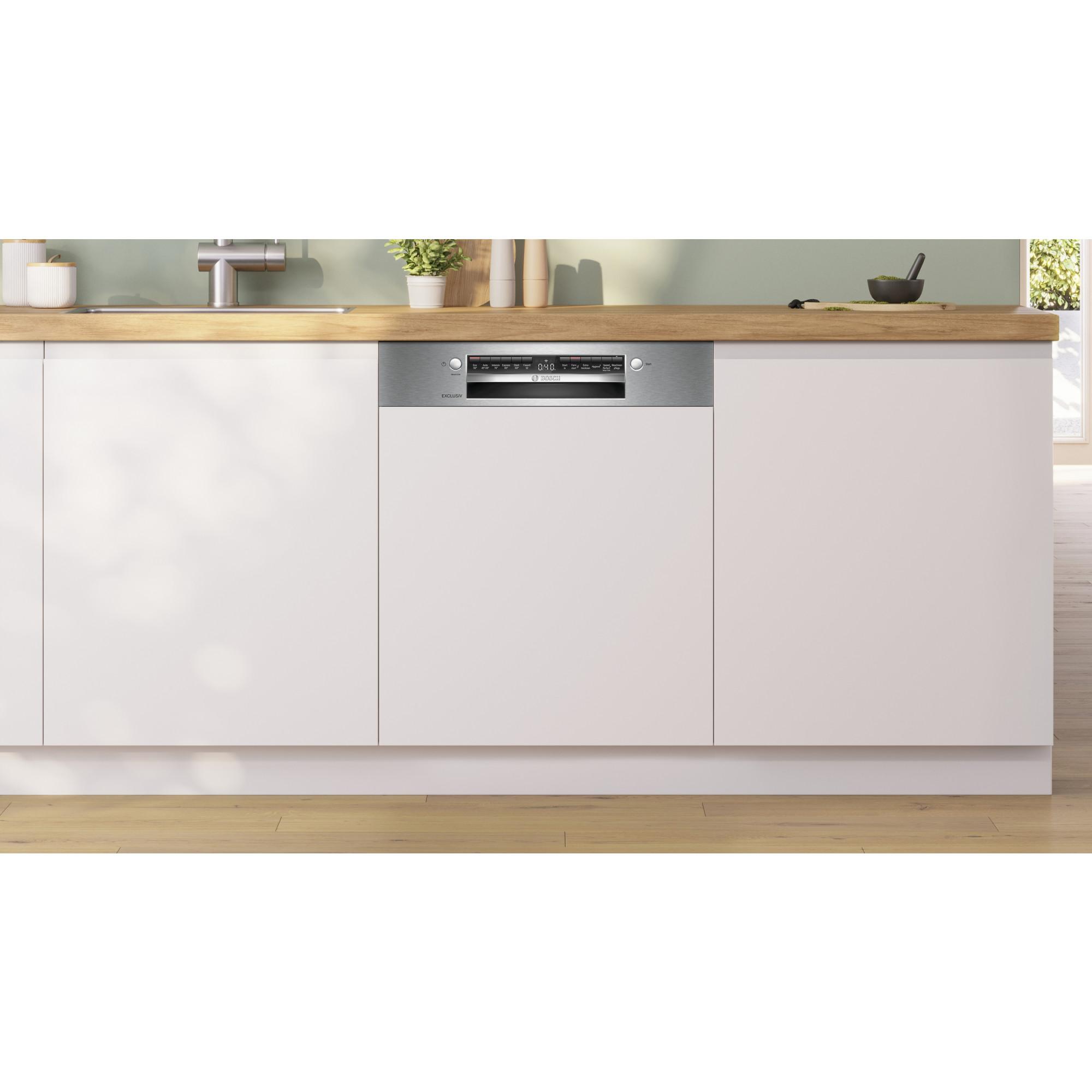 BOSCH SMI4EUS00D Serie 4 Einbau-Geschirrspüler integriert 60 cm (B, Integrierbar, Besteckkorb, 13 Maßgedecke, 44 dB, AquaStop, Home Connect, WLAN)