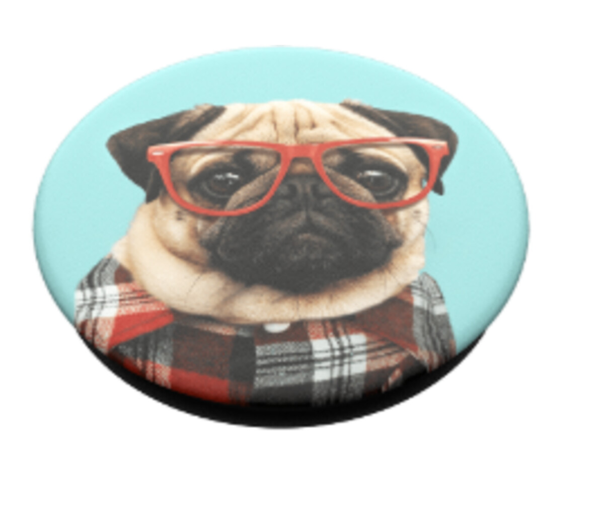  POPSOCKETS PopGrip White Heart Black (Mops mit Plaid und Sonnenbrille (austauschbares Design))