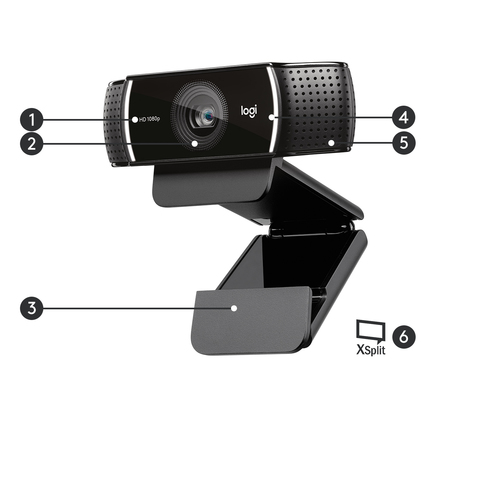Logitech C922 Pro Stream Webcam 1920 x 1080 Pixel USB Schwarz