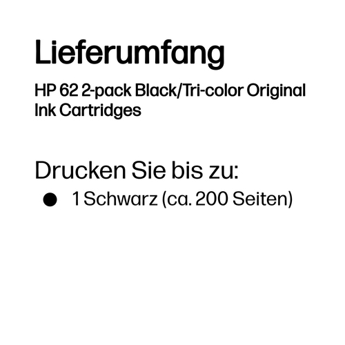 HP 62 2er-Pack Schwarz/Cyan/Magenta/Gelb Original Druckerpatronen