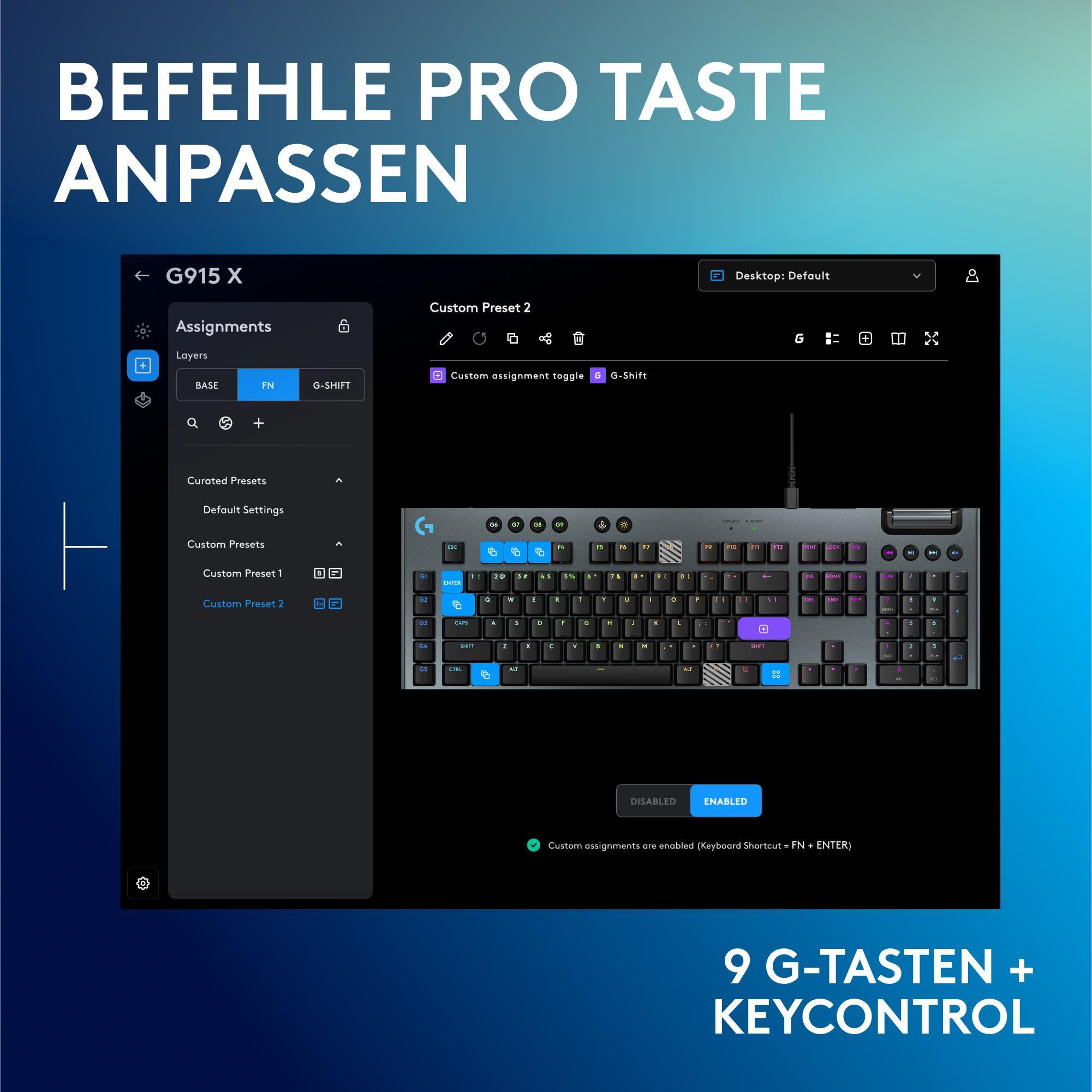 Logitech G915 X Taktile Gaming-Tastatur, Schwarz (USB, QWERTZ, mechanisch, 920-012938)