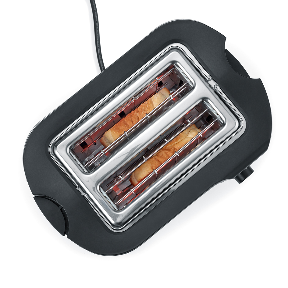 SEVERIN AT 2589 Toaster (2 Scheiben, 800W, Edelstahl, silber, Brötchenaufsatz, Auftaufunktion, Aufwärmfunktion)