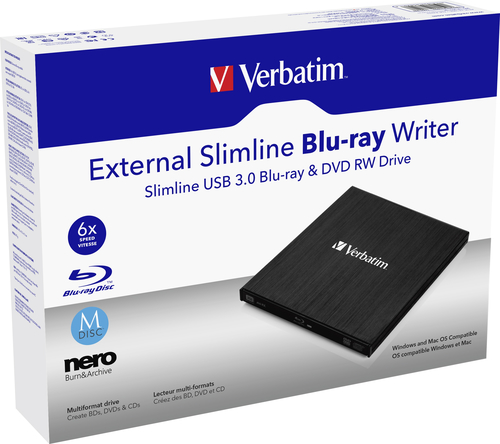 Verbatim External Slimline Optisches Laufwerk Blu-Ray RW Schwarz