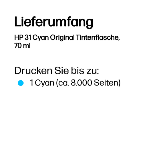 HP 31 Cyan Original Tintenflasche, 70 ml