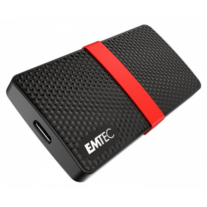 EMTEC X200 Portable 4K SSD 512 GB Externe SSD-Festplatte (Extern, schwarz/rot, USB-C 3.2)