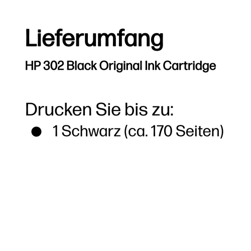 HP Original 302 Schwarz Druckerpatrone