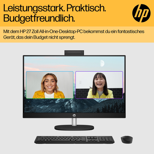 HP 27-cr0600ng AMD Ryzen™ 5 7520U 68,6 cm (27") 1920 x 1080 Pixel All-in-One-PC 8 GB LPDDR5-SDRAM 512 GB SSD Windows 11 Home Wi-Fi 6 (802.11ax) Weiß
