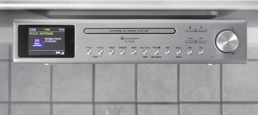  SOUNDMASTER DAB+-Küchenradio (unterbaufähig) UR2180SI silber (Unterbau, DAB+, UKW, CD, Bluetooth, USB, Aux In, Küchentimer)