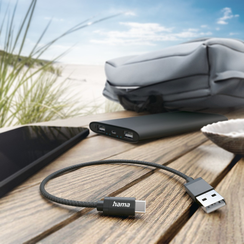 Hama 00201600 USB Kabel USB 2.0 0,2 m USB A USB C Schwarz