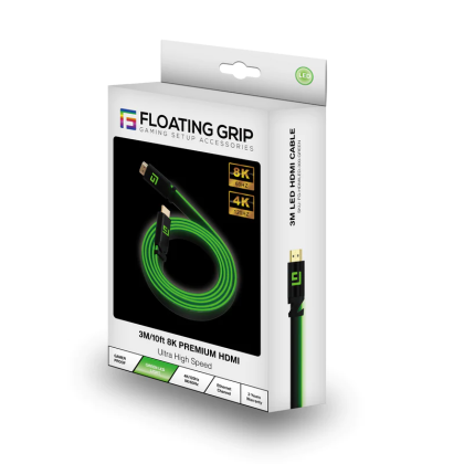 Floating Grip LED HDMI-Kabel 2.1, 3 m, High Speed, 8K/60Hz, Grün