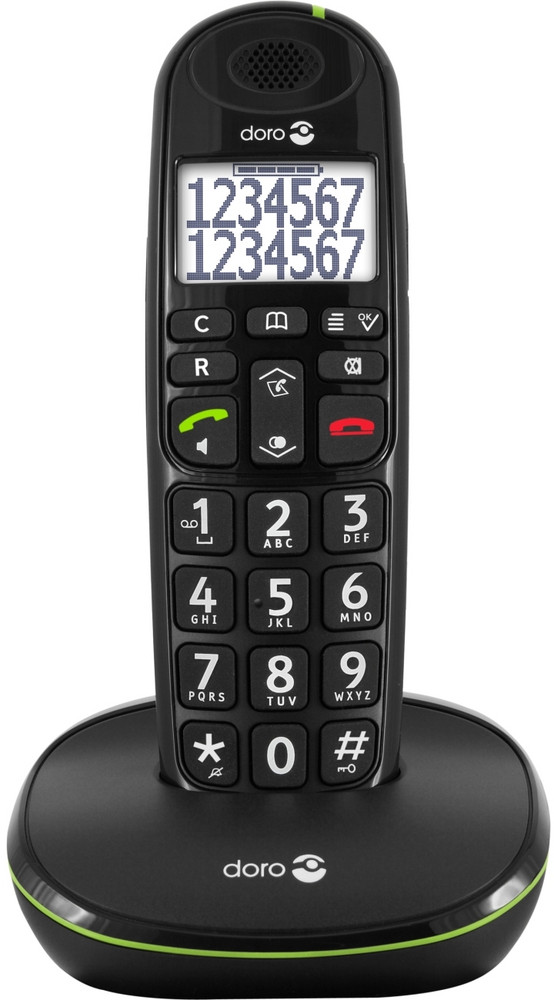  DORO Phone Easy 110 schwarz Schnurloses Telefon (Hörgerätekompatibel,Freisprechfunktion,Optische Anrufsignalisierung)