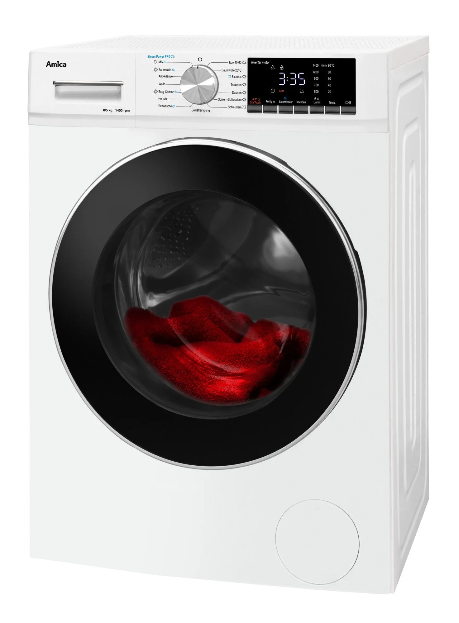 AMICA WAT 404 050 Waschtrockner (Frontlader, freistehend, E, 8 kg + 5 kg, 1.400 U/Min)