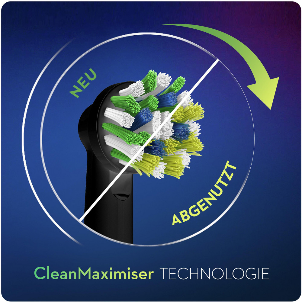  Oral-B Cross Action CleanMaximiser schwaz, 3 Stück Aufsteckbürsten (CleanMaximizer-Technologie)
