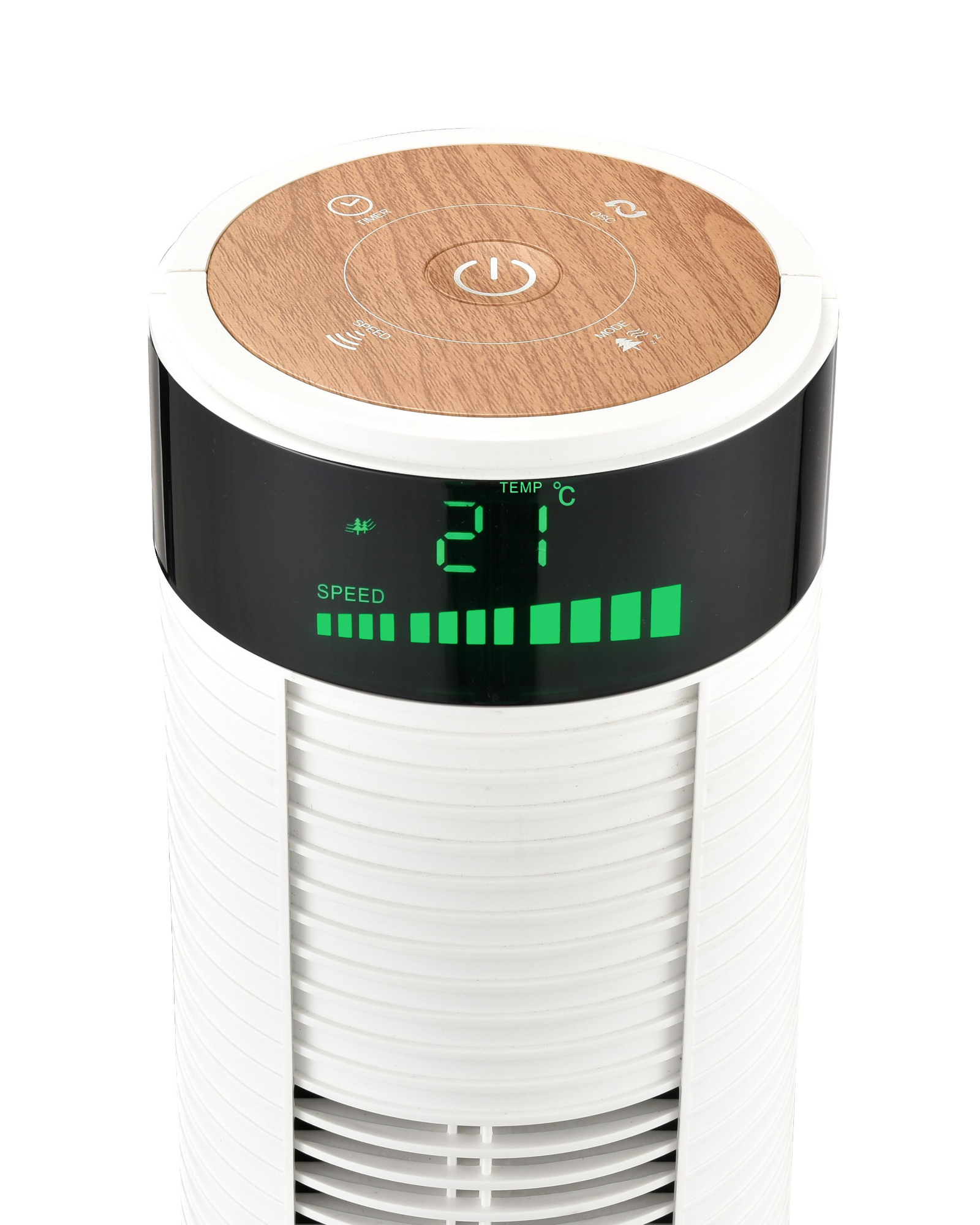 BECOOL BC96TU2101F Turmventilator (3 Geschwindigkeitsstufen, 3 Windmodi, LED-Display, Fernbedienung, 12h Timer, Oszillation, Ionisator, 45 Watt, Höhe 96 cm, Weiß)