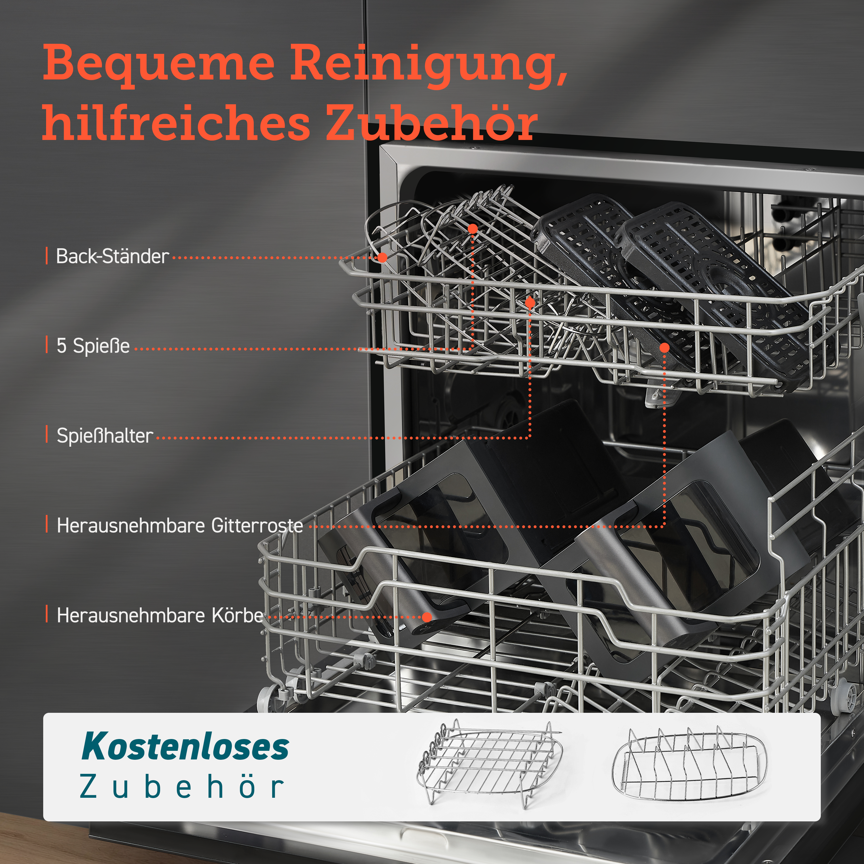 Cosori CAF-R901-AEU Doppel-Heißluftfritteuse (8,5 l Fassungsvermögen, 1.750 W, Timer, 10 Funktionen, 2 Displays, 2 Zubereitungskörbe, einstellbare Temperatur)