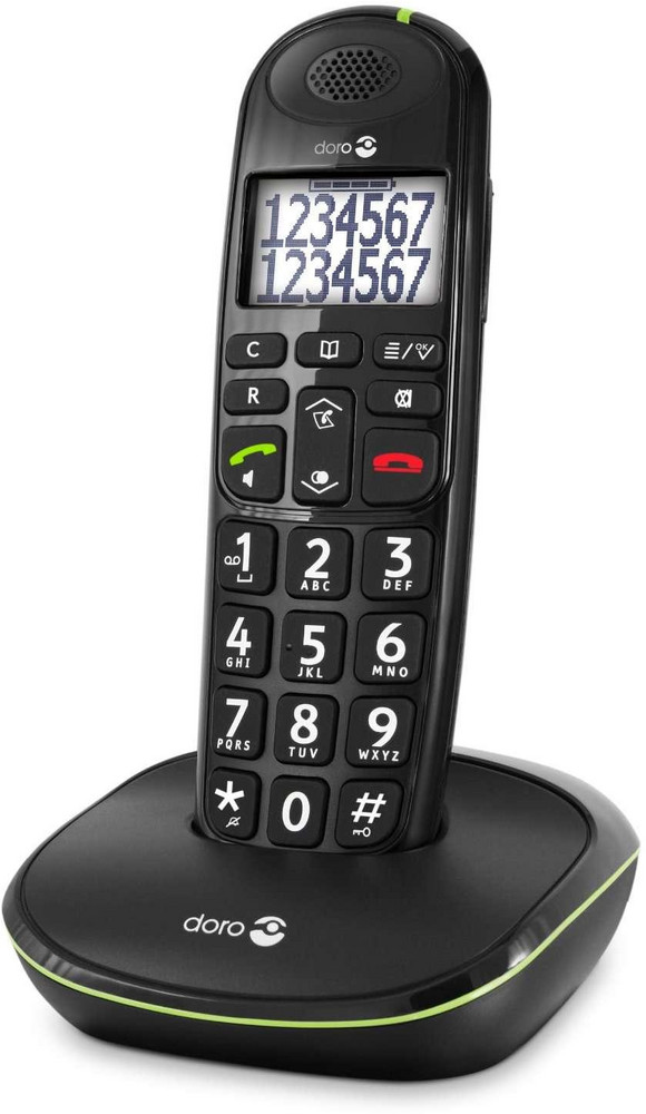  DORO Phone Easy 110 schwarz Schnurloses Telefon (Hörgerätekompatibel,Freisprechfunktion,Optische Anrufsignalisierung)