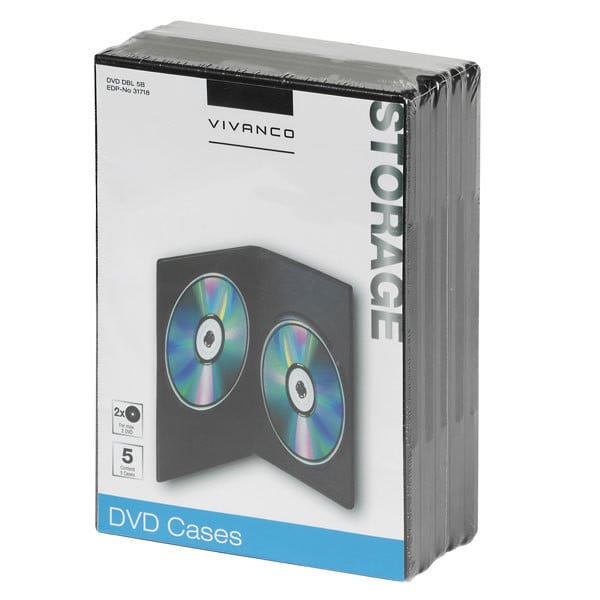  VIVANCO 31718 DVD Hülle, 5er Pack schwarz